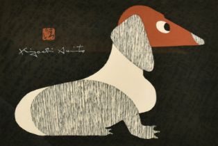 Kiyoshi Saito (1907-1997), A Dachshund, woodcut, signed, visible size 9.75" x 14.5" (25 x 37cm).