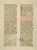 14th Century, a page of script from the book of hours, ink on vellum, 6.5" x 4.75" (16.5 x 12cm).