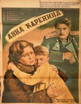 A Soviet Union cinema poster for Anna Karenina, colour lithograph, printed in 1953, 38.5" x 27.