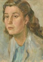 Mid-20th Century British School, a head study of a female, oil on canvas laid down, 15" x 10" (38