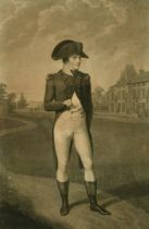 After Jean-Baptiste Isabey, a portrait of Napoleon at Malmaison, engraving, 26" x 17.5" (66 x 44.