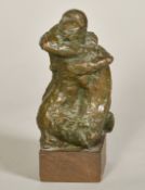 Alan Thornhill (1921-2020), 'The Embrace', bronze, 1 of 6, signed, on a wooden plinth, 6.75" (