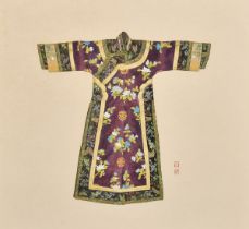 Early to Mid-20th Century Chinese School, a fine study of a design for a court robe, watercolour and