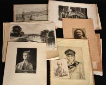 A collection of miscellaneous unframed etchings, (q).