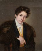 19th Century, probably Austrian School, a miniature portrait of a young gentleman, watercolour and