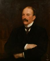 English School, Circa 1910, a half-length portrait of a gentleman with a moustache, oil on canvas,