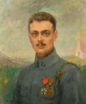 Jeanne L. Jacontot Mahudez (1876-1956), French, a portrait of a military officer wearing medals
