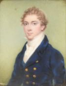 English School, Circa 1817, a miniature portrait of William Cole of Bath aged seventeen, watercolour