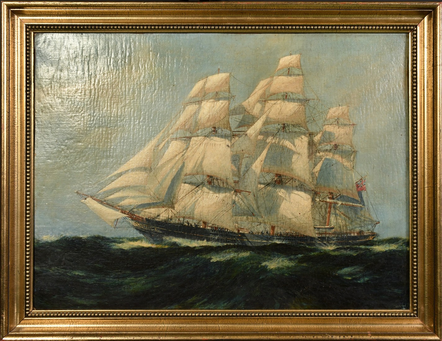 Late 19th/Early 20th Century English School, a clipper in open seas, oil on canvas, 18" x 24" (46 - Image 2 of 3