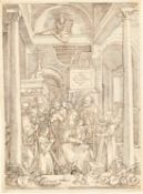 After Albrecht Durer, 'Adoration of the Virgin', engraving (probably the copy by Marcantonio