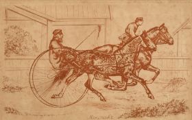 Walter W. Winnans 1852-1920, American, Trotting, Engraving, signed and dated 1883 in the plate,