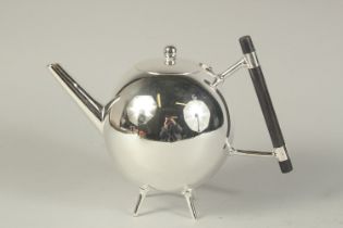 A CHRISTOPHER DRESSER DESIGN PLATED TEAPOT, large bulbous.