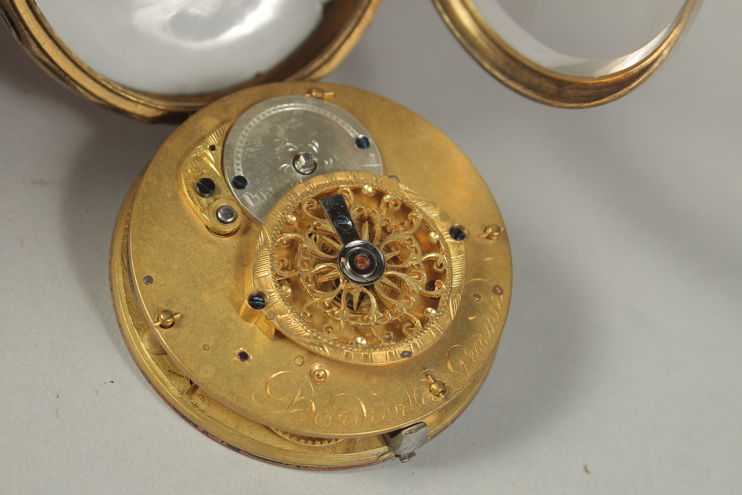 A GOOD 18TH CENTURY FRENCH EROTIC POCKET WATCH by BORDER , GENEVA with verge movement, the back - Image 4 of 8