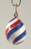 A RUSSIAN 14CT GOLD AND ENAMEL PENDANT.