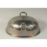 A LARGE VICTORIAN SILVER PLATED OVAL MEAT COVER