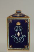 A SEVRES PORCELAIN SCENT BOTTLE, three sides decorated with gilt floral panels, the fourth with