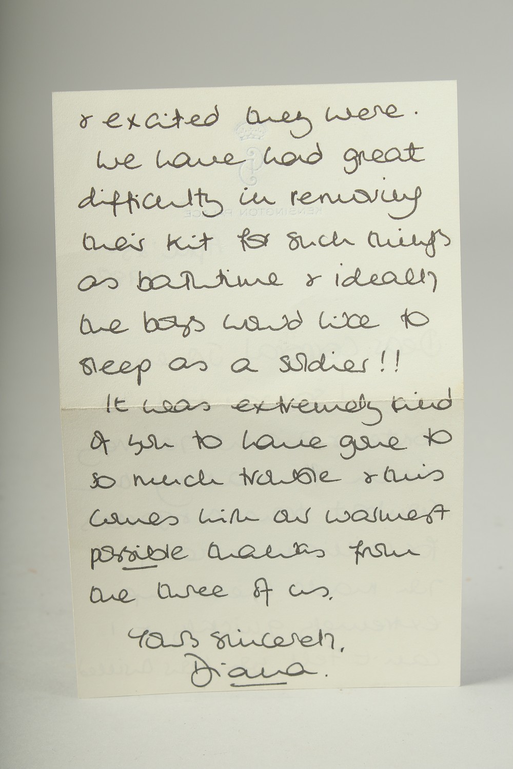 A HAND WRITTEN LETTER FROM PRINCESS DIANA TO LANCE CORPORAL OF HORSE, N. JONES, RHD/D. Dated April - Image 4 of 4