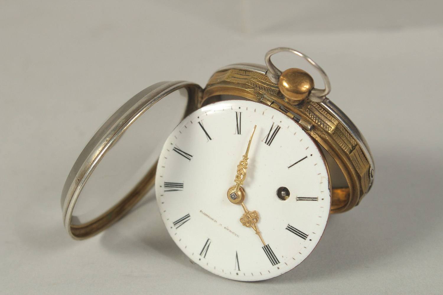 A GOOD 18TH CENTURY FRENCH EROTIC POCKET WATCH by BORDER , GENEVA with verge movement, the back - Image 2 of 8