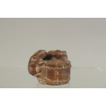 A CARVED HARDWOOD NETSUKE WITH TWO RATS. Signed. 4cms.