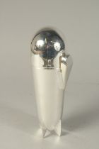 A SILVER PLATED ZEPPELIN COCKTAIL SHAKER. 9.5ins high.