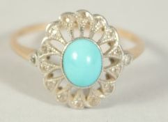 A TURQUOISE RING. Size L1/2.