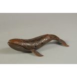 A CHINESE BRONZE FISH CENSER, 16cms long.