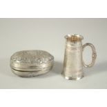 A SILVER MEASURE. Birmingham 1906, and an oval box, 1890 (2).