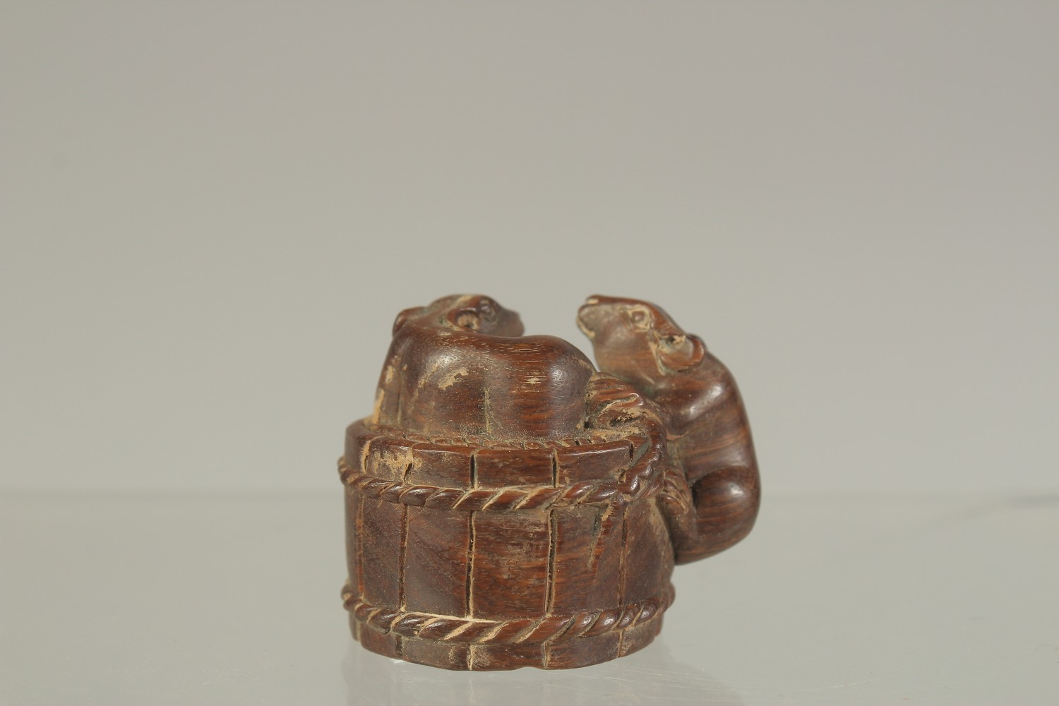 A CARVED HARDWOOD NETSUKE WITH TWO RATS. Signed. 4cms. - Image 2 of 2