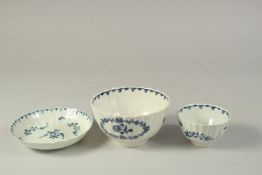 A LIVERPOOL BOWL AND MATCHING TEA BOWL AND SAUCER.