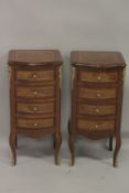 A PAIR OF LOUIS XVI DESIGN FOUR DRAWER BEDSIDE CHESTS. 2ft 6ins high x 1ft 2ins wide.