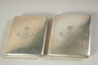 A PAIR OF SILVER TRAVELLING PHOTOGRAPH FRAMES, crested. 3ins x 2.5ins. chester 1913. Weight: 5ozs.