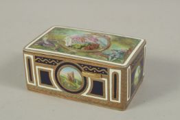 A SUPERB SINGING BIRD BOX by KARL GRIESBAUM with panels of figures and rural scenes. 4ins long, 2.