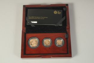 THE ROYAL MINT. THE SOVEREIGN 2014 THREE COIN PREMIUM GOLD PROOF SET. No. 169. Double sovereign,