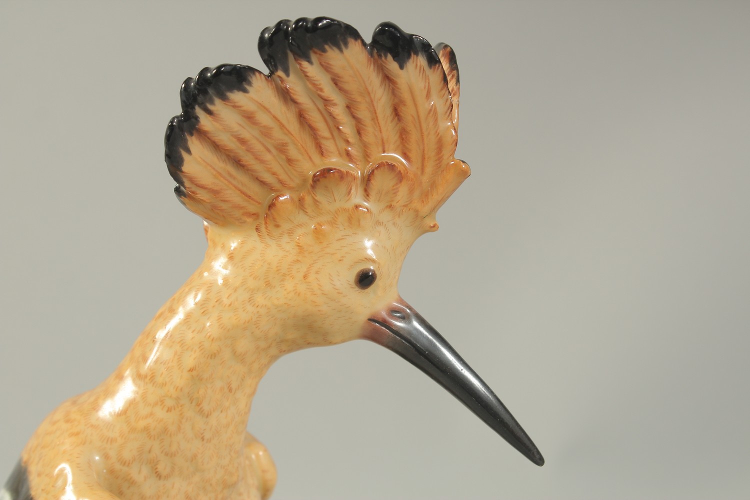 A MEISSEN HOOPOE, first modelled by Joachim Kaendler. Circa. 1840. 31.2cm high. Cross sword mark - Image 7 of 11