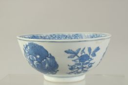 A CHINESE BLUE AND WHITE CIRCULAR BOWL. 6ins diameter.