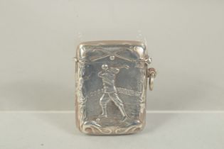 A STERLING SILVER GOLFING VESTA