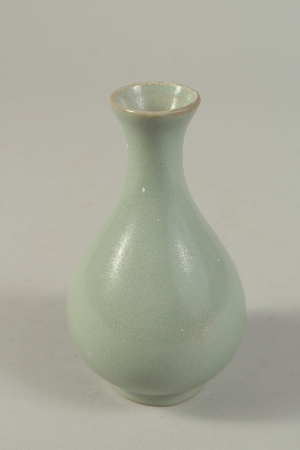 A CHINESE CELADON GLAZED RU WARE VASE. 13.5cms high. - Image 2 of 4