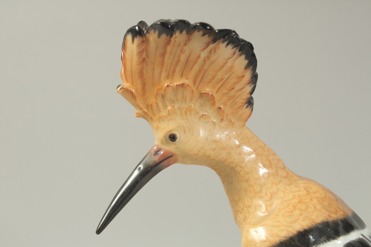 A MEISSEN HOOPOE, first modelled by Joachim Kaendler. Circa. 1840. 31.2cm high. Cross sword mark - Image 2 of 11