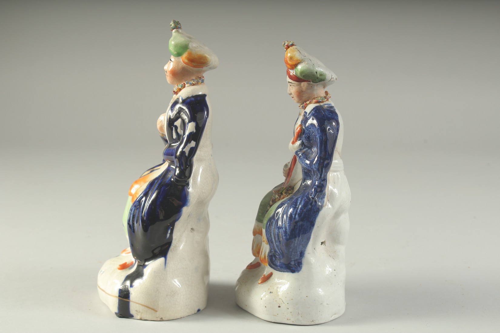 A PAIR OF STAFFORDSHIRE FIGURES OF TURKS. 7.5ins high. - Image 4 of 5