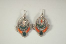 A PAIR OF SCOTTISH SILVER DROP EARRINGS.