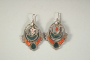 A PAIR OF SCOTTISH SILVER DROP EARRINGS.