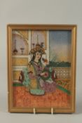 AN INDIAN FRAMED PLAQUE. 8ins x 5.5ins.