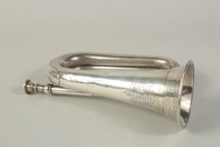 A LONDON RIFLE BRIGADE 2ND BATTALION SILVER BUGLE. 11ins long, London 1939. Maker: POTTER, London.