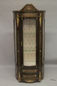 A LOUIS XVI DESIGN INLAID BOWFRONTED VITRINE with two glass shelves. 6ft 3ins high x 2ft 7ins wide.