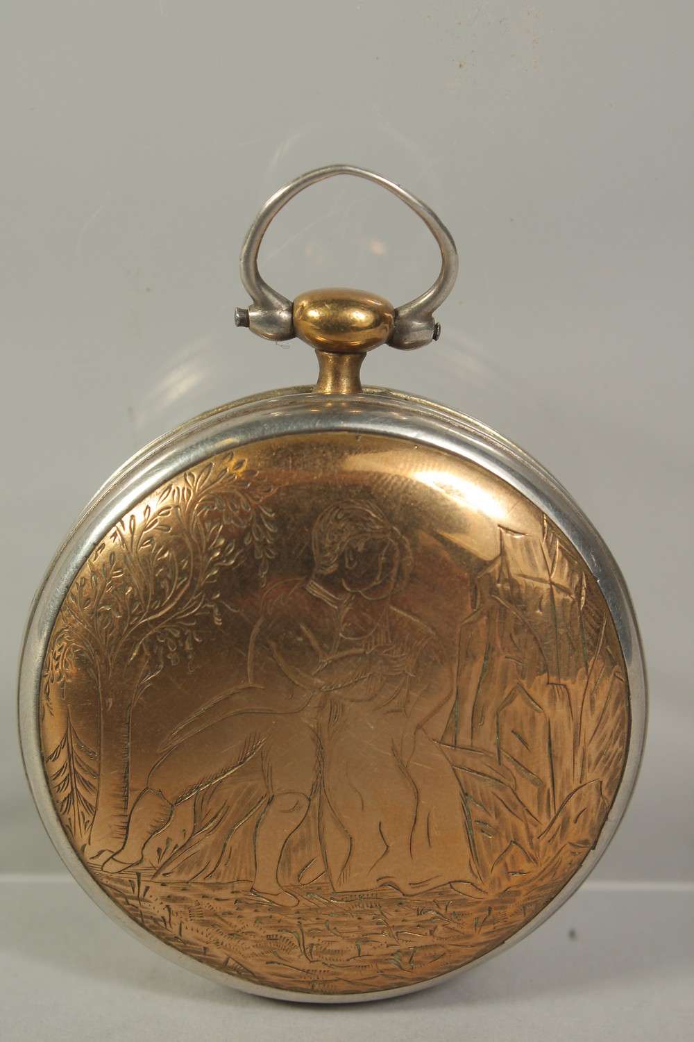 A GOOD 18TH CENTURY FRENCH EROTIC POCKET WATCH by BORDER , GENEVA with verge movement, the back - Image 6 of 8