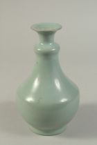 A CHINESE CELADON GLAZED RU WARE VASE. 21cms high.