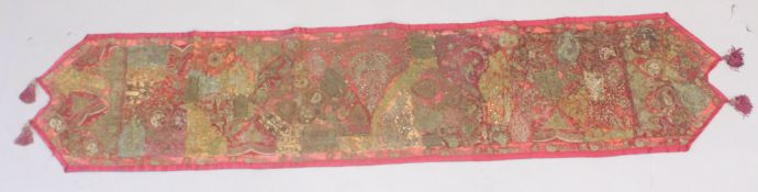 AN INDIAN METAL THREAD EMBROIDERED TEXTILE.