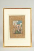 A FINE AND LARGE LATE 19TH CENTURY INDIAN MINIATURE PAINTING depicting enthroned Akbar Shah,