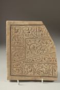 A RARE 12TH-13TH CENTURY PERSIAN SELJUK POSSIBLY HERAT OR KHORASSAN POTTERY MOULD, with fine
