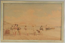 PIETRO BELLO (1830-1909): A WATERCOLOUR PAINTING OF AN ISTANBUL COASTAL SCENE, signed and dated